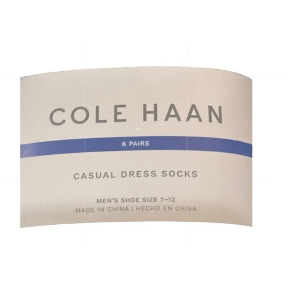 Cole Haan Mens Casual Dress Socks Black 6 Pairs Shoe Size 7-12 Textured Knit New